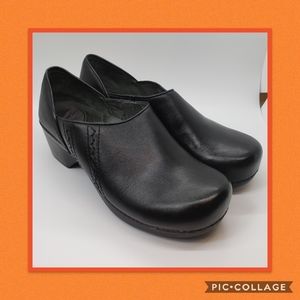 Dansko Black Leather Clogs Size 41
